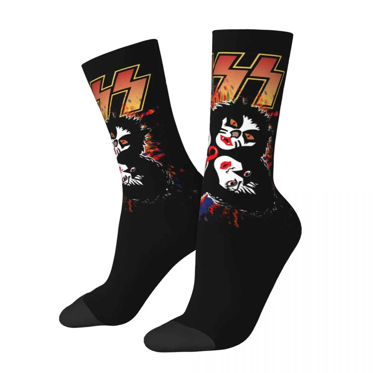 

Happy Funny Male Men Socks Harajuku Kiss The Band Rock And Roll Sock Skateboard Women's Socks Spring Summer Autumn Winter