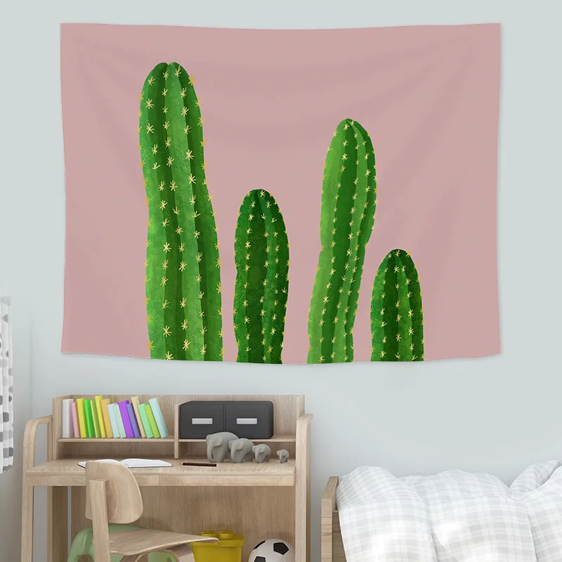 VIKAMA Ins Simple Cactus Tapestry, Nordic Fresh And Simple Style Bedroom And Living Room Background Fabric Home Decoration