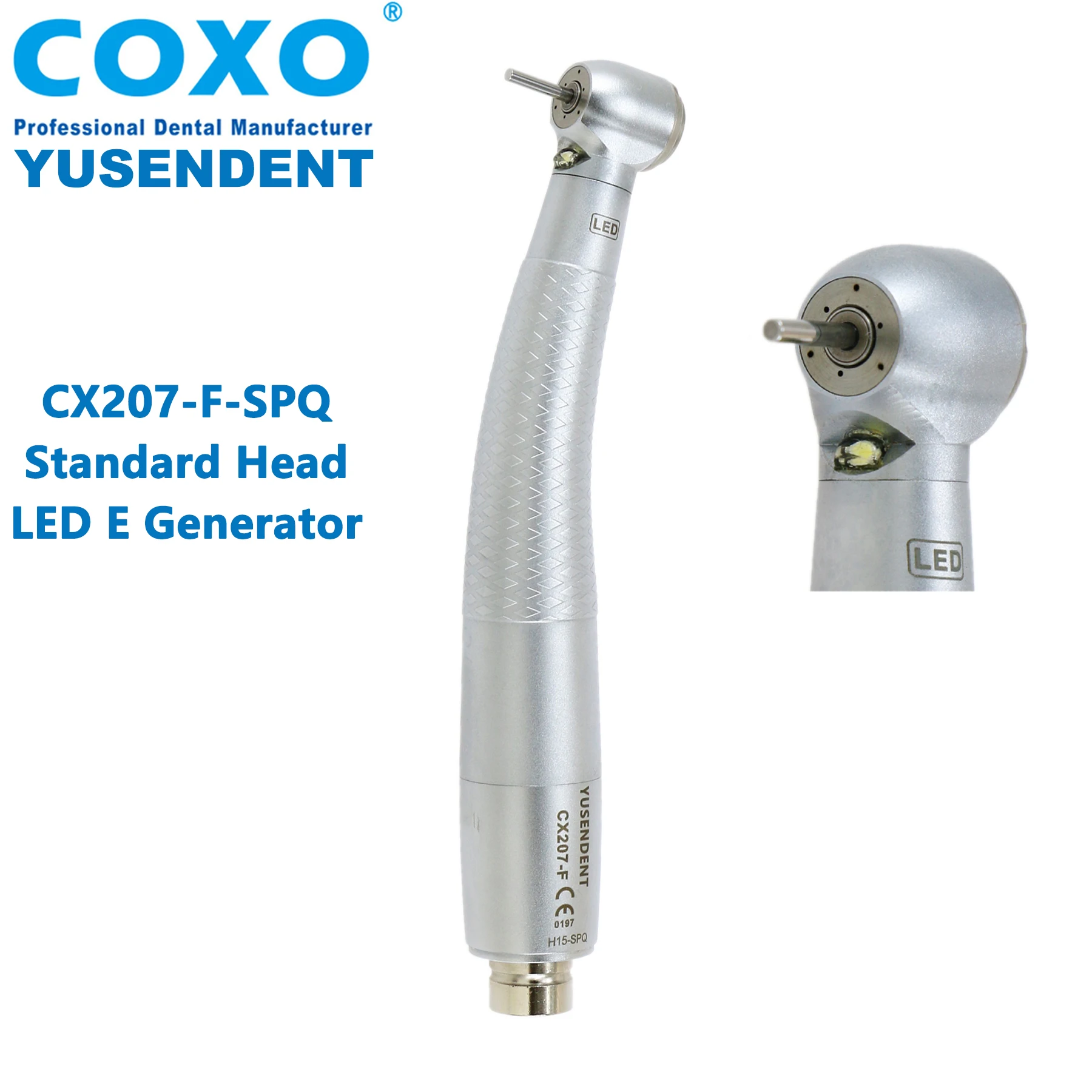 

COXO YUSENDENT Dental LED High Speed Fiber Optic Standard Head Handpiece Fit for KAVO Coupler 6 Hole Coupling Rotor Cartridge