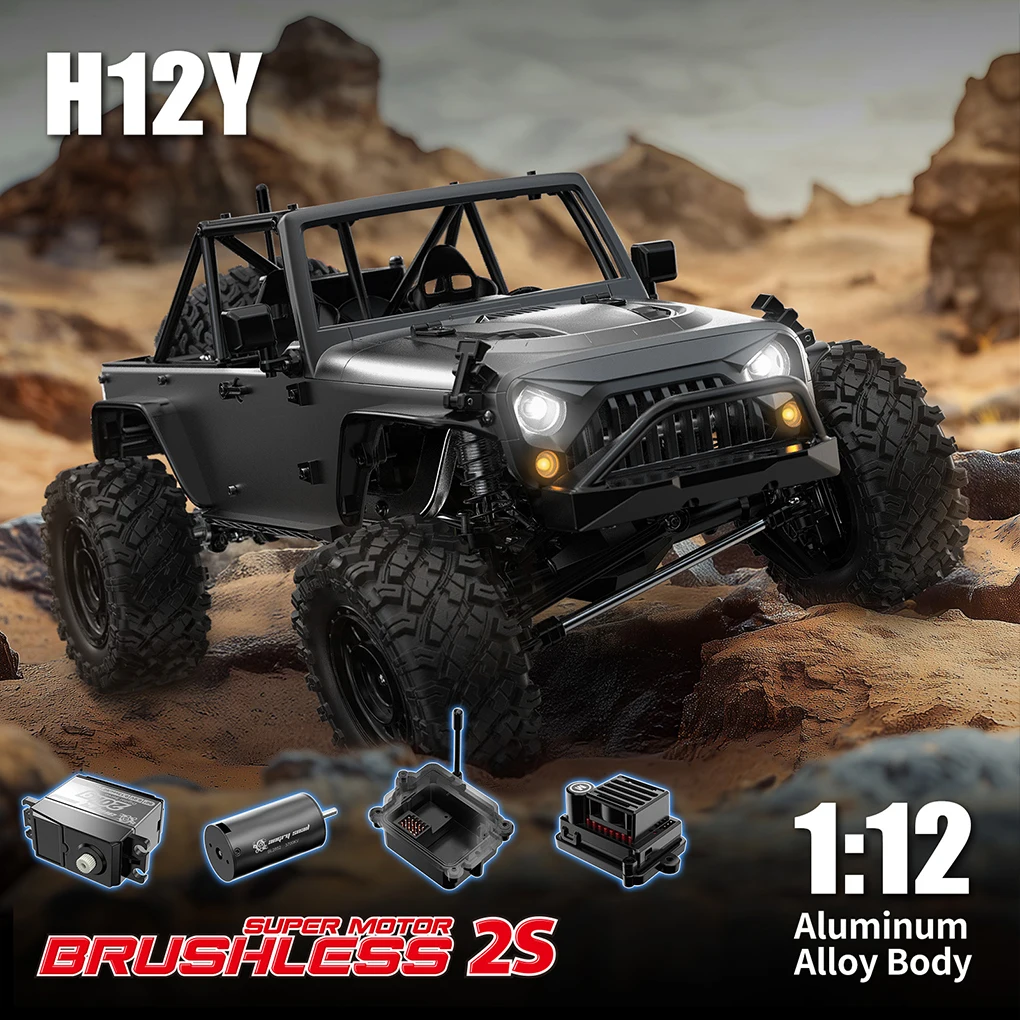 MJX H12Y 1/12 RC Crawler Car Brushless Motor Aluminum Alloy Body Metal Shock Absorbers Metal Gears RTR Climbing Brushless RC Car