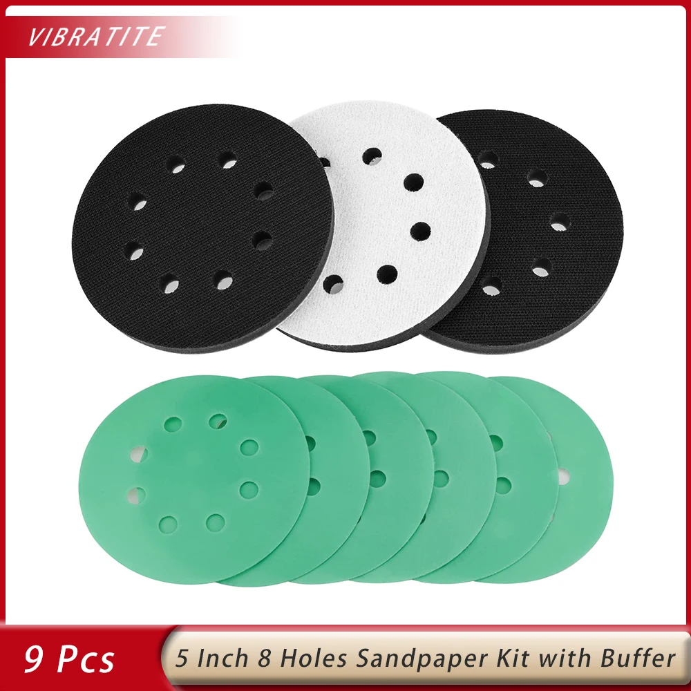 

Foam Sanding Pads for Random Orbital Sander 3PCS Foam Pad 5 Inch 8 Holes Interface Hook & Loop Surfprep For drywall sander