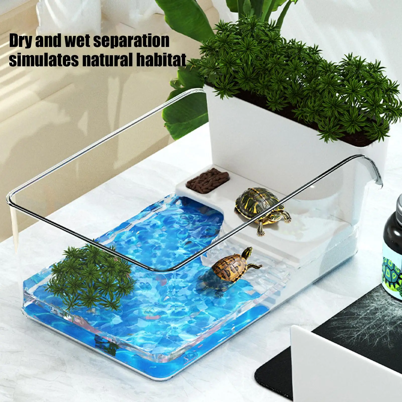 Wasser Schildkröte Tank Transparent Reptil Haus Haustier Reptil Lebensraum Dekorative Landschaftsbau Reptil Sonnenbaden Plattformen Box