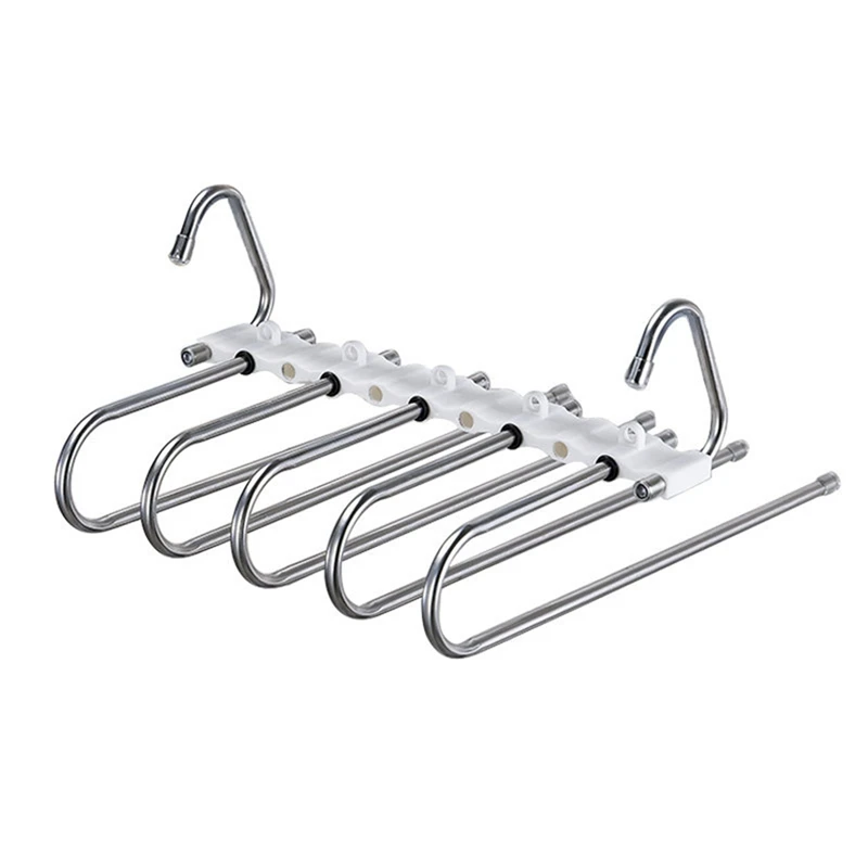 

5 Layers Storage Hangers S Shape Iron Storage Hangers Pants Trousers Hanger Multi-Layers Clothing Storage Rack