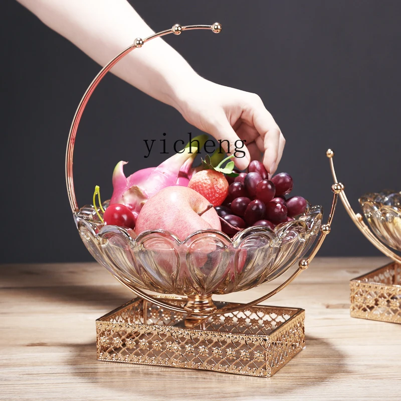 

LSL Light Luxury Nordic Crystal Glass Fruit Plate Creative American Style Living Room Storage Decorative Ornament