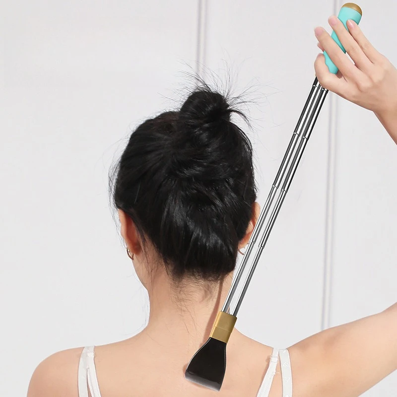 

1pc Itch Scratcher Flexible Stainless Steel Dual Rod Anti-Spin Self Itch Relief Hand-Free Itching Tool Body Massager