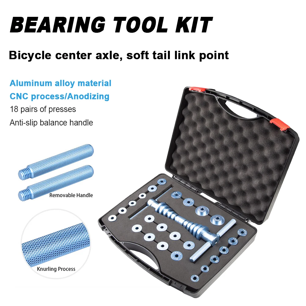 

Bearing Tool Set Bicycle Softtail Frame Pivot Bearing Quick-Release Hub Press-Fit Bearing Installation Tool Hand Tool