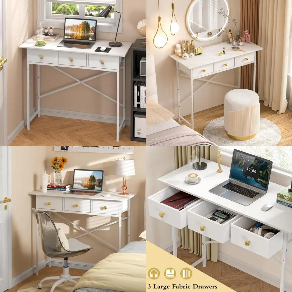 

Компактный письменный стол с 3 ящиками для небольших помещений, идеально подходит для кабинета спальни и детей