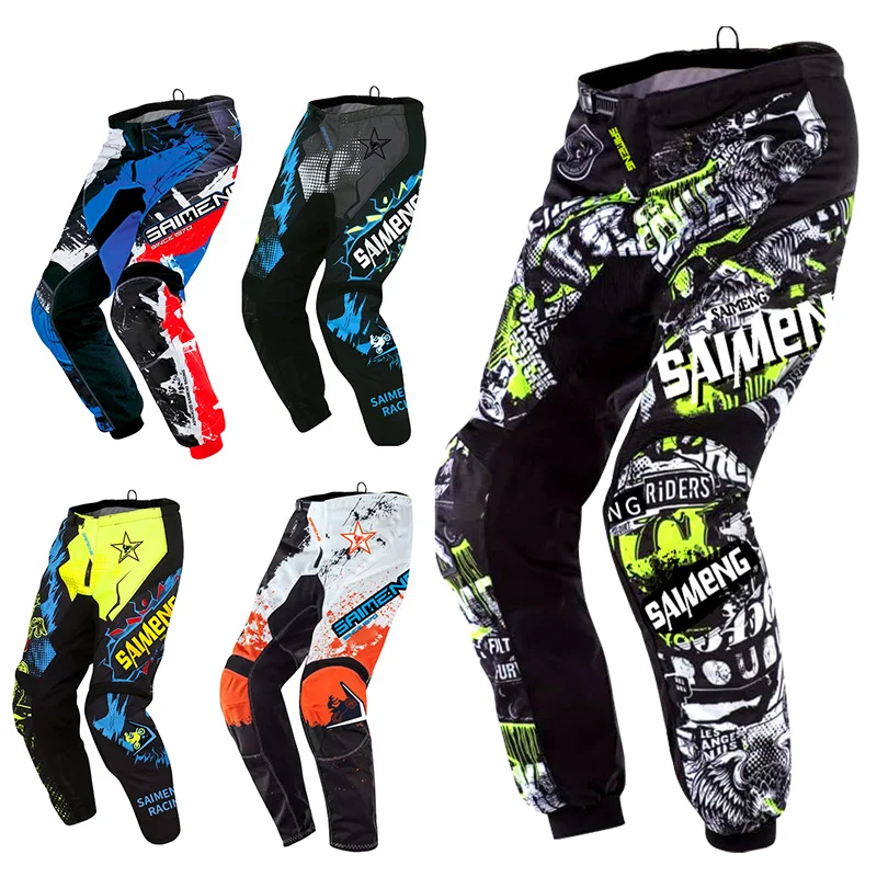 Motocross Pant Racer MX mountain Off-road Mens Women's Downhill Motorcycle Enduro MTB blue yellow green red orange