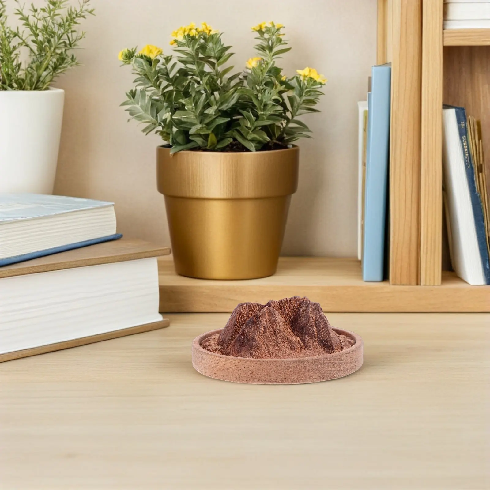 Compact Wooden Essential Oil Diffuser Mountain Design Scent Diffusing Wood Ornament for Home Decor Lounge Space Fragrance