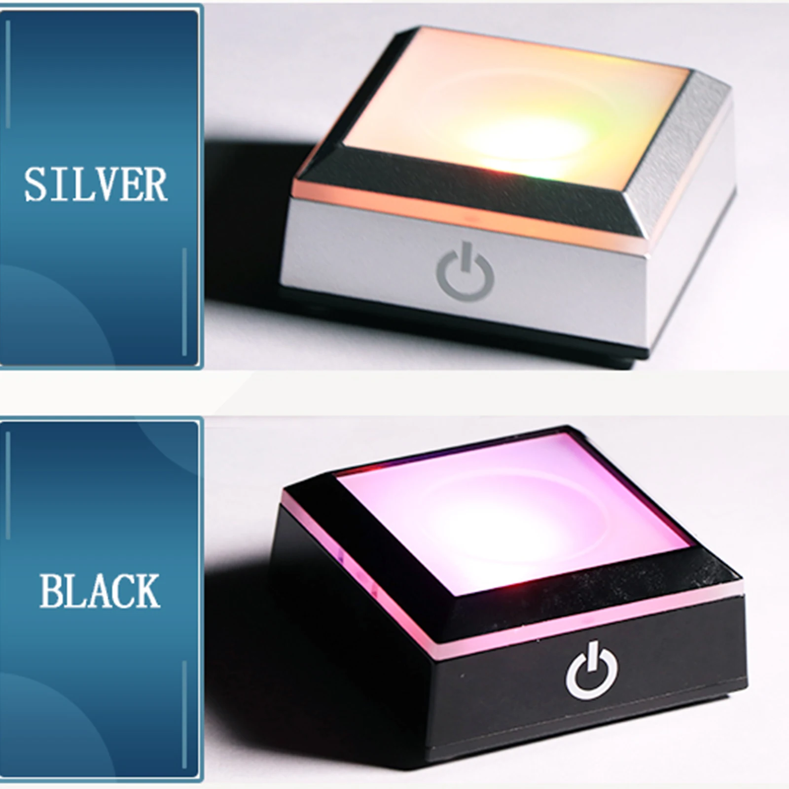 LED Light Base Lights Display Holder USB Powered Base Stand Glass Art Colorful Lighted Square Stand Display Plate