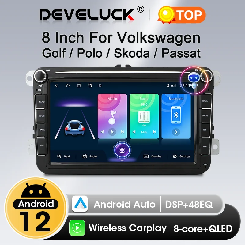 

8'' Car Radio Wireless CarPlay Android Auto Multimedia for VW Seat Skoda Passat Golf Polo Tiguan Caddy Vctavia EOS Beetle