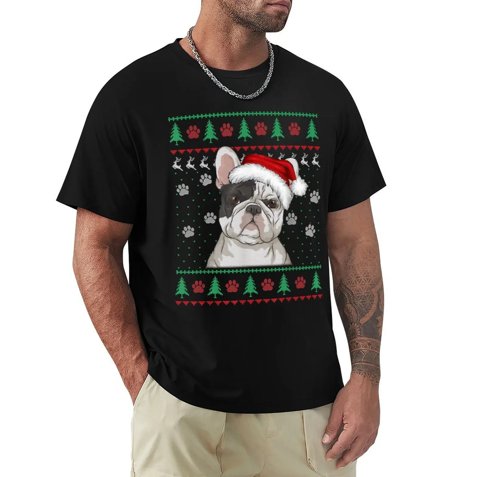 

French Bulldog Christmas Ugly Sweater Funny Dog Lover T-Shirt for a boy sweat boys whites luxury t-shirt t shirt men 100℅ cotton