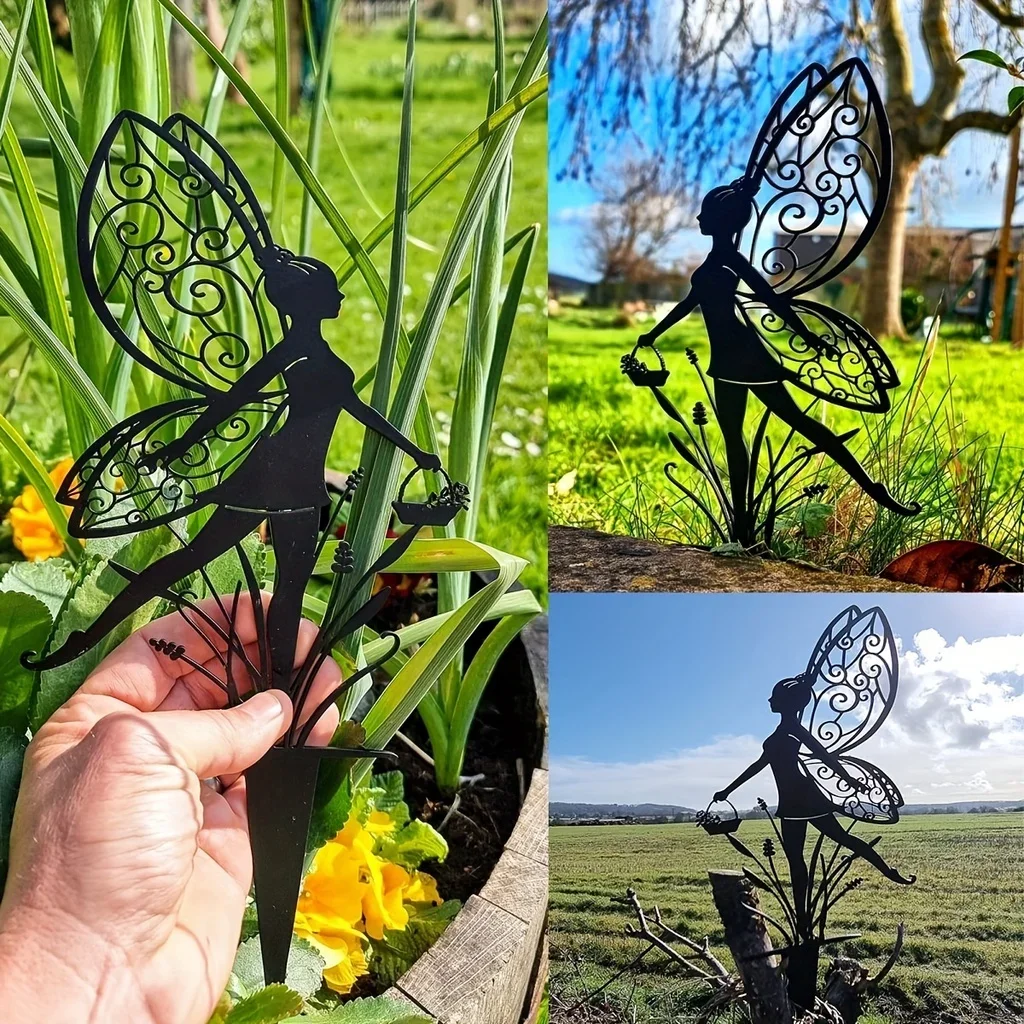 1pc Classic Creative Insert Yard Ornament, Dancing Fairy Metal Decorative Garden Stake,  for Halloween, Party, Outdoor, Lawn