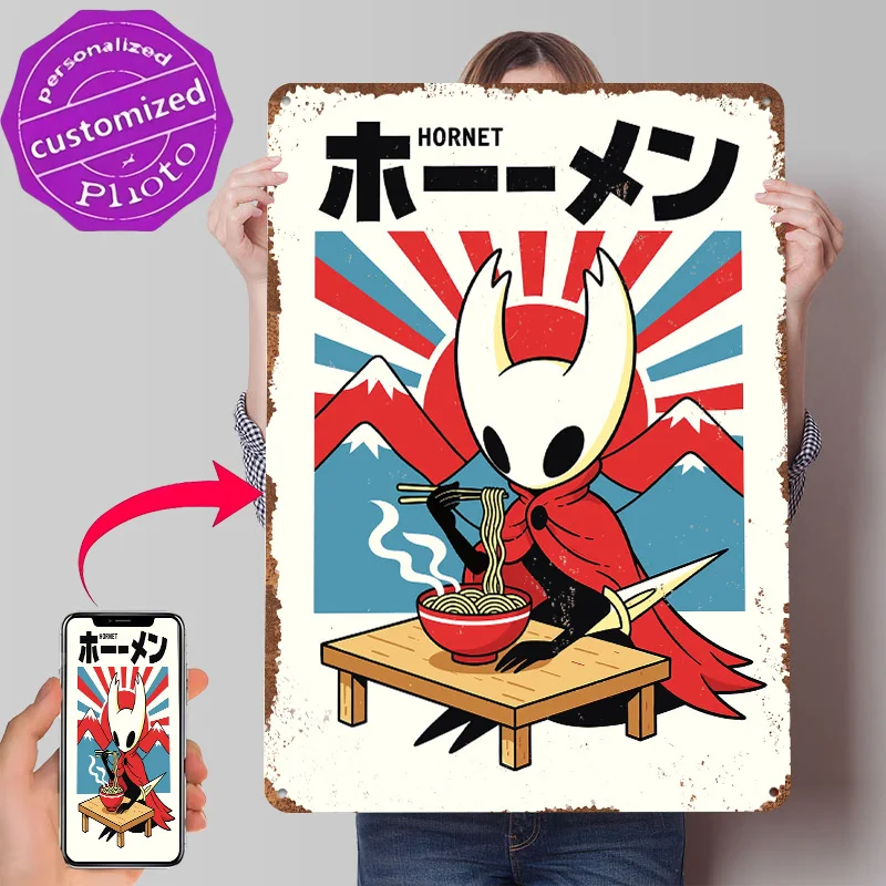 Hornet Eating Ramen Tinplate Poster Customized Wall Art Retro Vintage Metal Signs for Fans Modern Home Decoration Luxury House