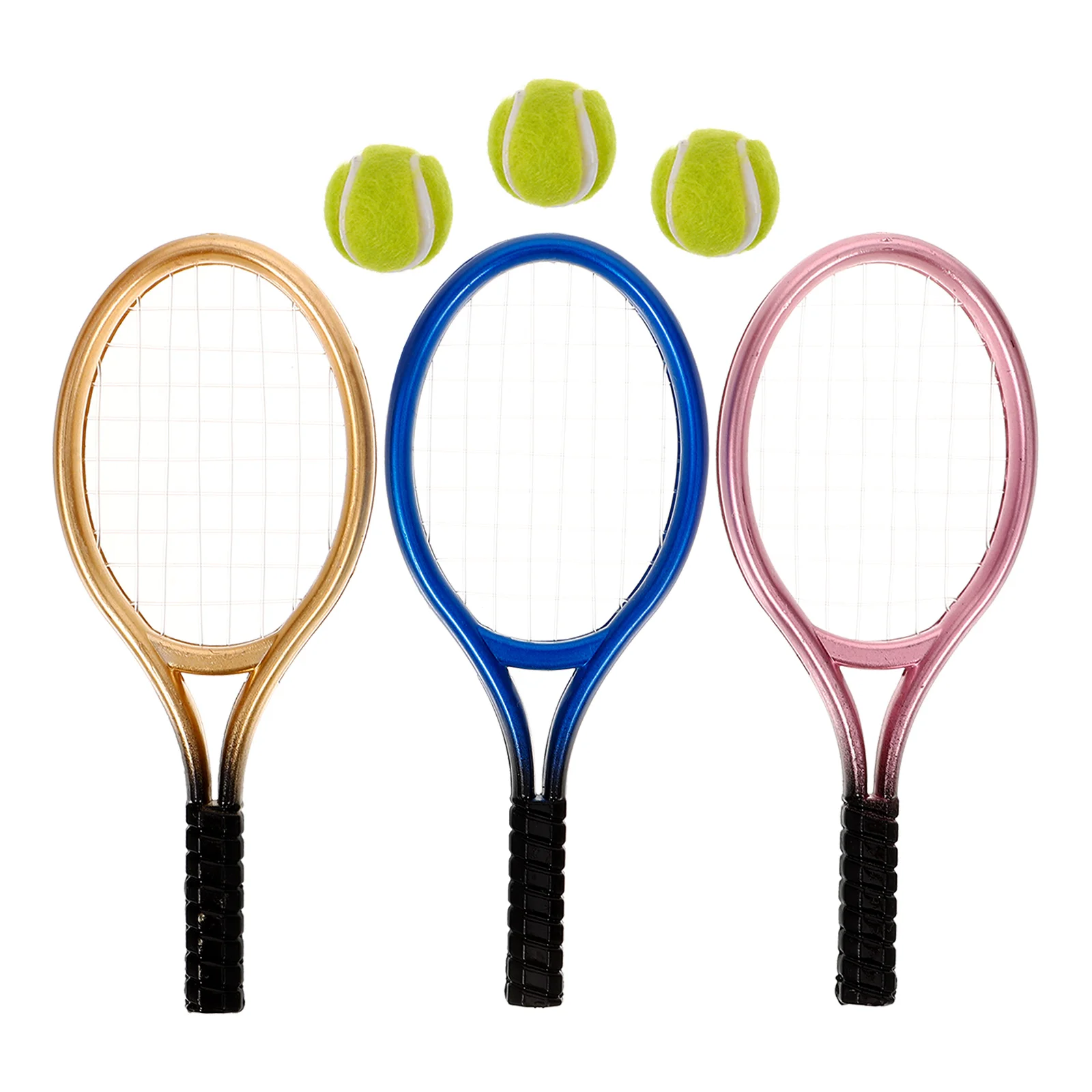 

3 Sets Simulated Tennis Racket for House Mini Tool Decor Miniature DIY Round Decorative Toys