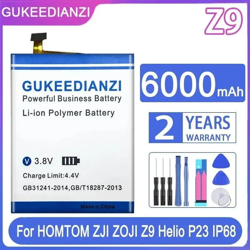 

For Homtom Zji Zoji Z9 Helio P23 IP68 Waterproof Good Low-Temperature Performance Reliable Power Mobile Phone Battery 6000mah