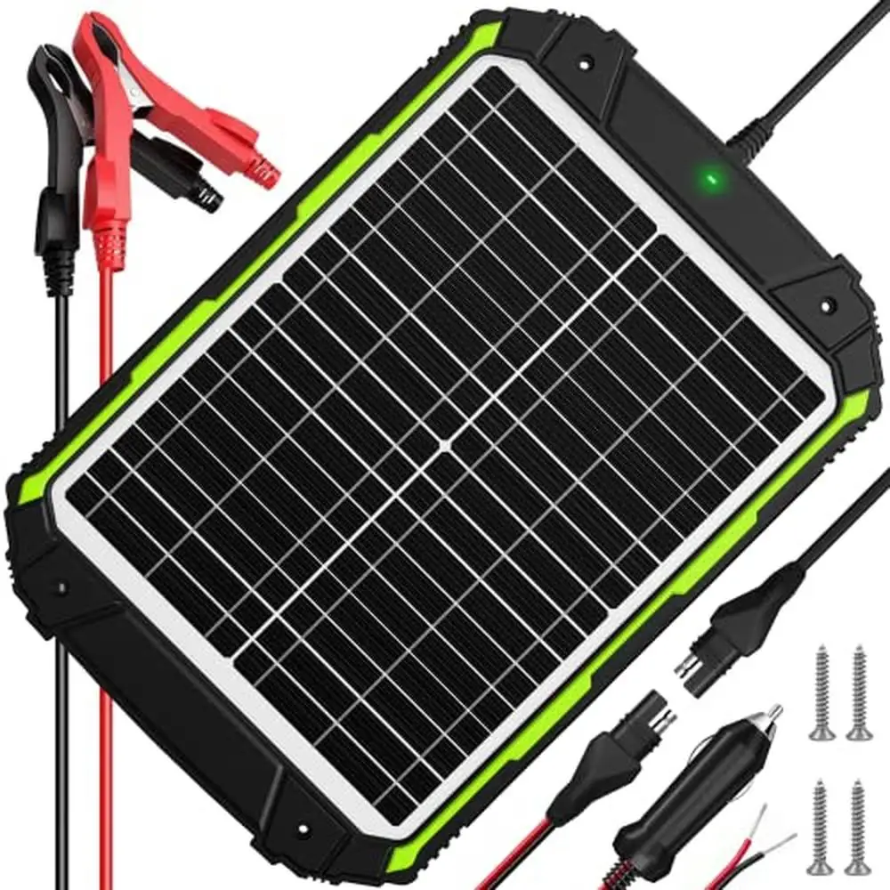 20W 12V Smart Solar Battery Charger Maintainer MPPT Controller Waterproof Panel 3-Stages Charging LED Indicator Full Protection