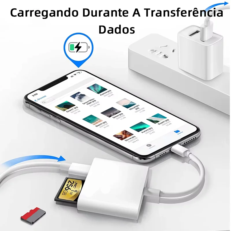 4 in 1 USB OTG Compatible SD/TF tarjeta de lector de tarjeta adaptador de memoria de cámara con puerto de carga rápida For el iPhone 15 Pro Max For