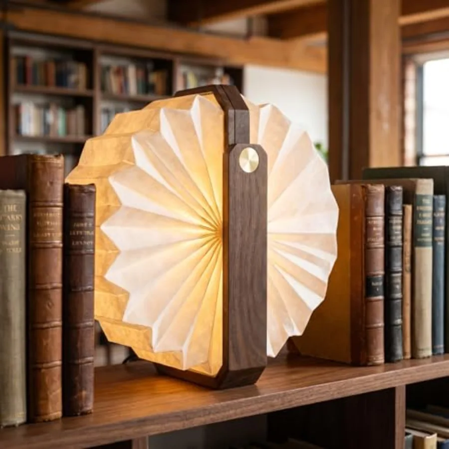 Japanese Paper Lantern Lamp, Portable Foldable Night Light with Soft Warm Glow