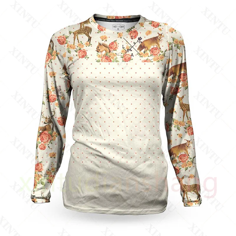 Jersey de manga larga de camuflaje para mujer, ropa de descenso para motocicleta, BMX, MTB, MX, Enduro, todoterreno, DH