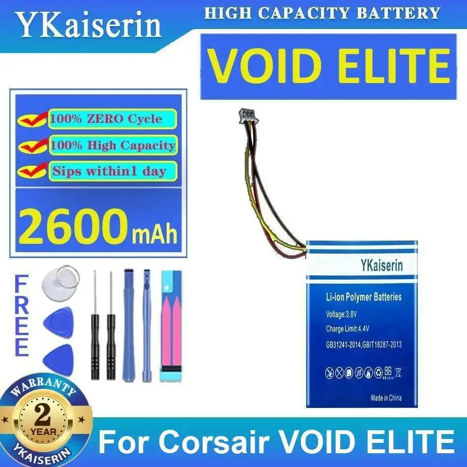 

Earphone Battery 2600Mah For Corsair Void Elite Reliable Replacement