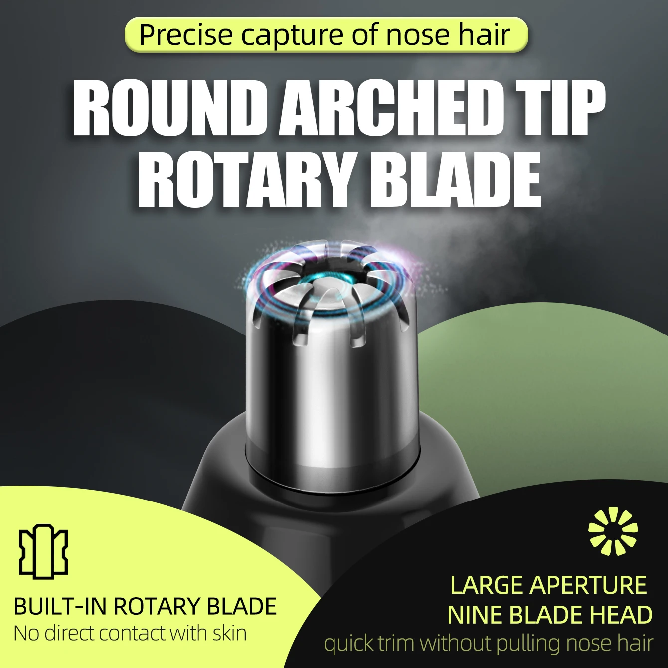 ماكينة تشذيب شعر الأنف باللون الأسود القابلة لإعادة الشحن من كيكيدو، ماكينة تشذيب شعر الأنف للرجال لتصفية الأنف