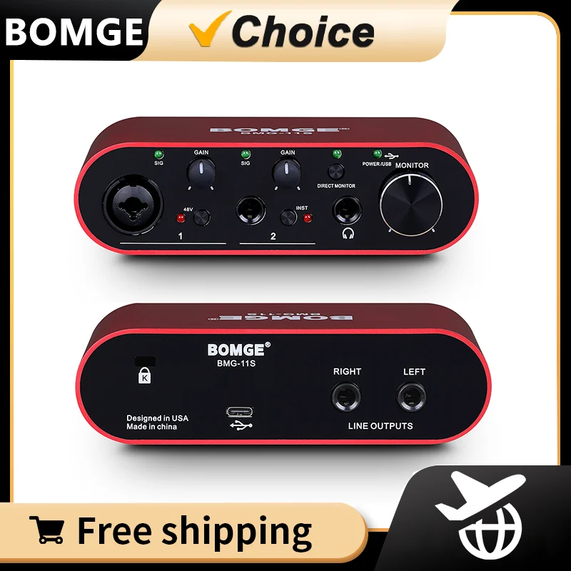 BOMGE BMG11S 3rd Gen USB Audio Interface for the Guitarist Vocalist Podcaster Or Producer High-Fidelity Studio Recording