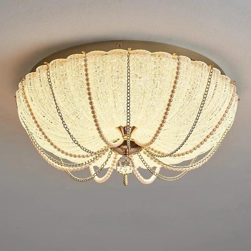 Crystal Sand Texture Acrylic Ceiling Lamps Pumpkin Light Fixture Living Room Decor Bedroom Indoor Lighting Study Illumination