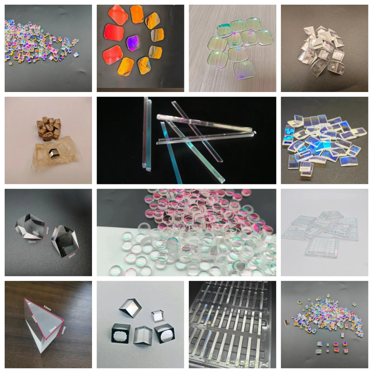 Mischfarbenes Defektes Optisches Glasprisma K9-Glasprisma für Regenbogenlicht-Dekoration, Kaleidoskop, Handgefertigtes Kunsthandwerk, Wissenschaftsstudium