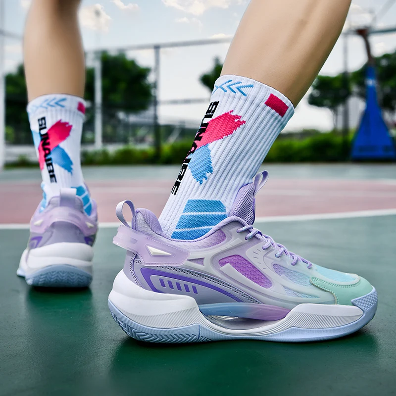 QNX-G777 Tênis de basquete profissional para homens e mulheres, treinamento de ginástica wearable, treinadores esportivos, sapatos de almofada