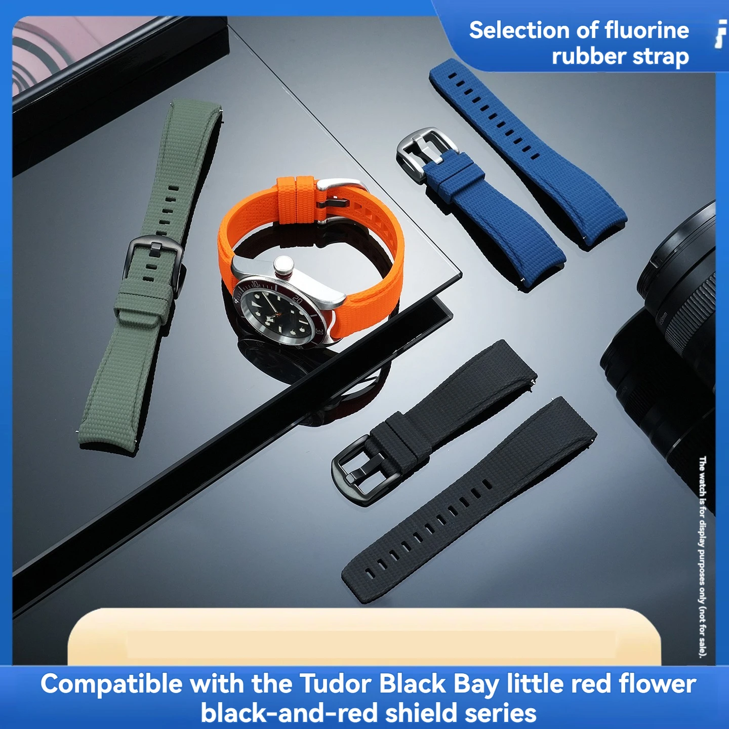 

20 21 22mm curved fluororubber strap For Tudor Longines Kangkas series FKM watchband for Omega/Tissot Universal replacement belt
