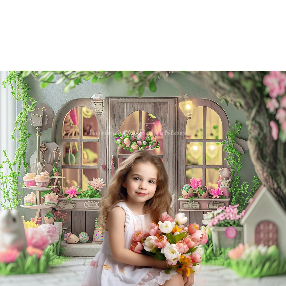 Bonvvie Photography Background Spring Easter Floral Garden Kids Birthday Party Cake Smash Portrait Decor Backdrop Photo Studio