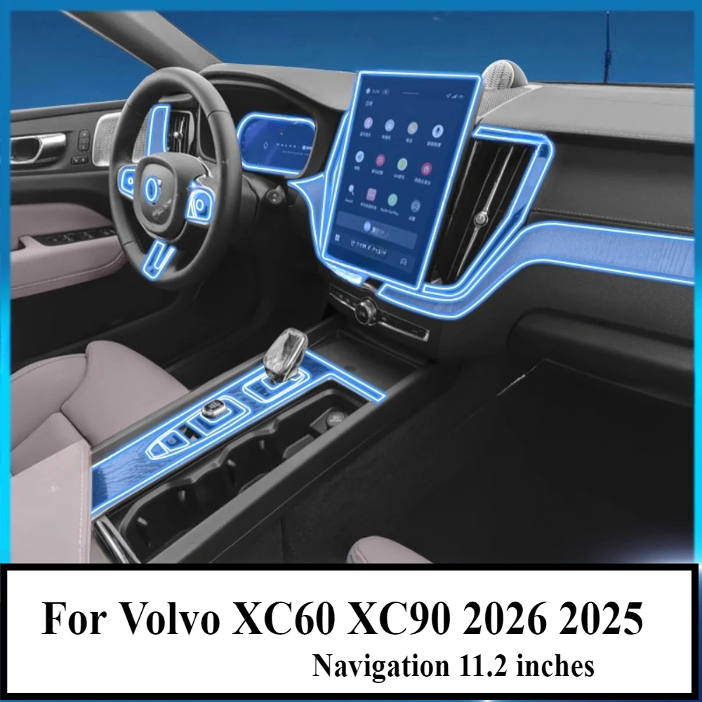 Folia ochronna PPF do Volvo XC90 XC60 2026 2025, akcesoria, przezroczysta folia TPU do wnętrza, nawigacja GPS, panel zmiany biegów, konsola środkowa