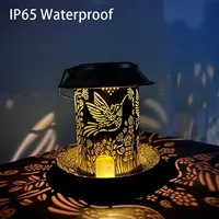 Solar-Powered Bird Feeder Hanging Garden Decor Waterproof Hollow Mushroom Light Outdoor Bird Supply