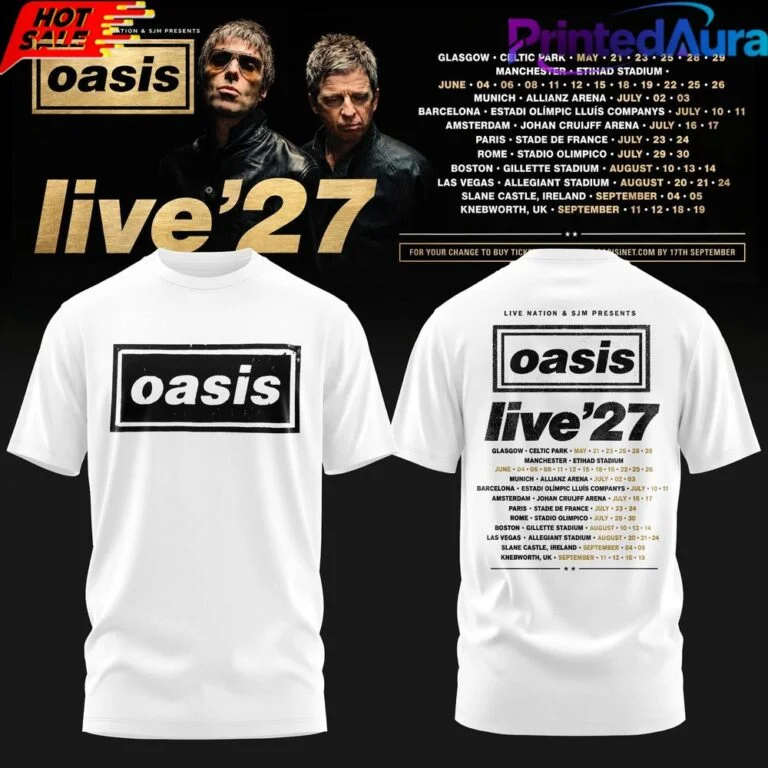 2026 New Oasis Live '27 Merch Front Back Print Noel Liam Brothers Portrait Unisex Pullover T-shirt Rock Music Fan Gift Ins Y2k