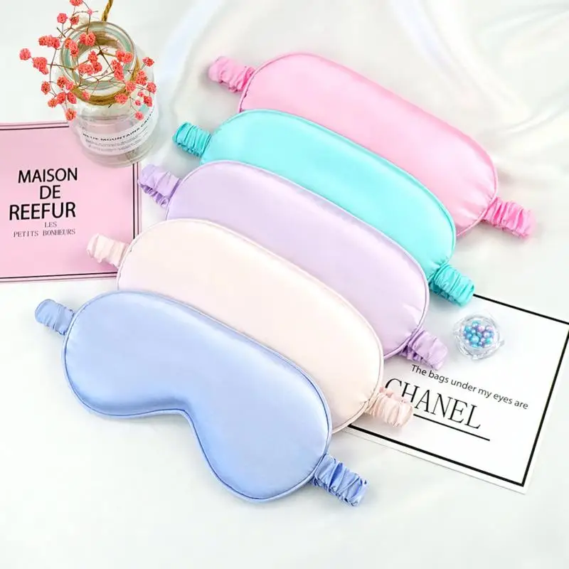 Eye Sleep Mask Eyepatch Striped Imitated Silk Eye Cover Travel Relaxing Sleeping Aid Blindfold Cartoon Sleeping Mask Eyepatch