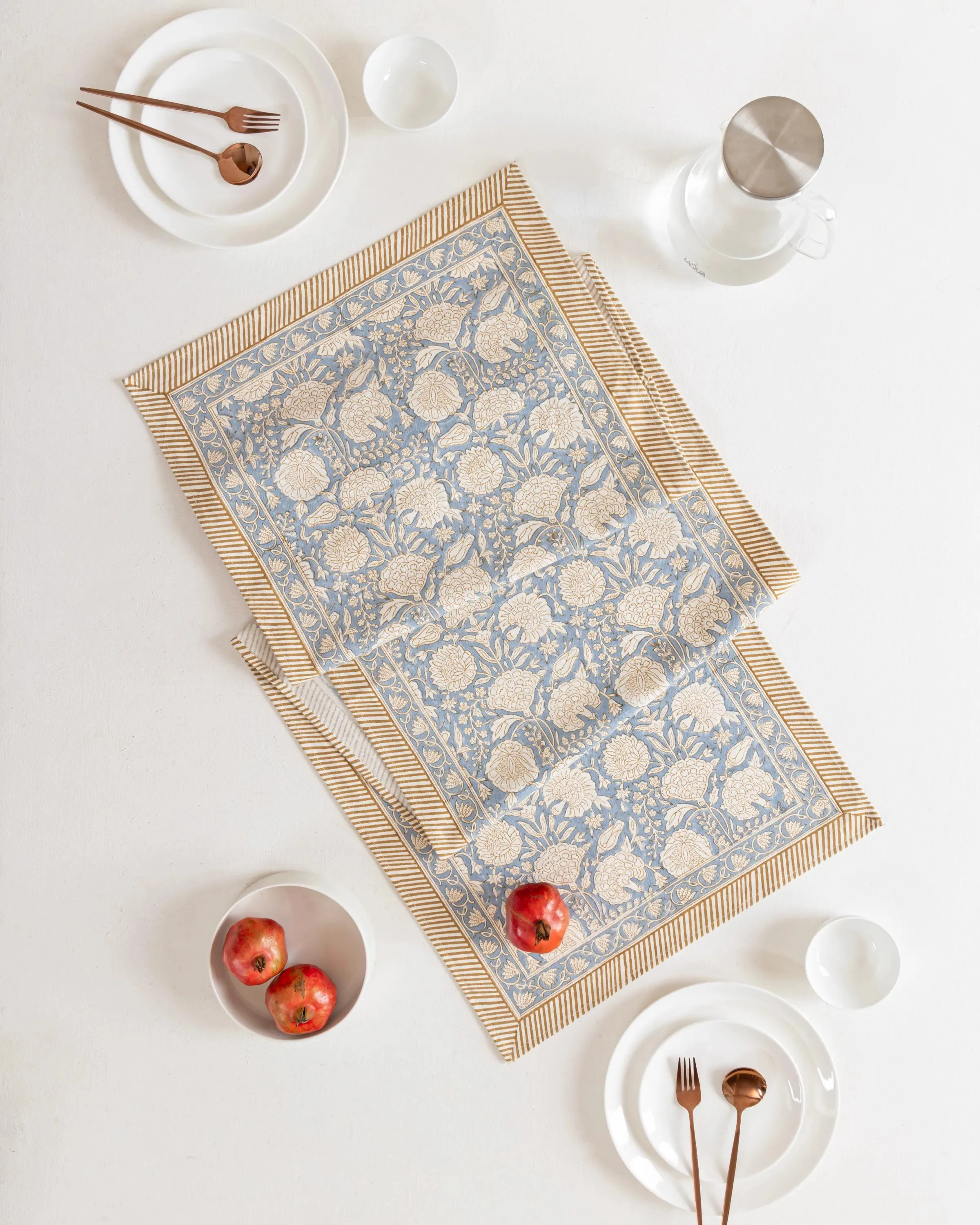 Dusty Blue Linen Table Runner - Elegant Dining Table Centerpiece Decor