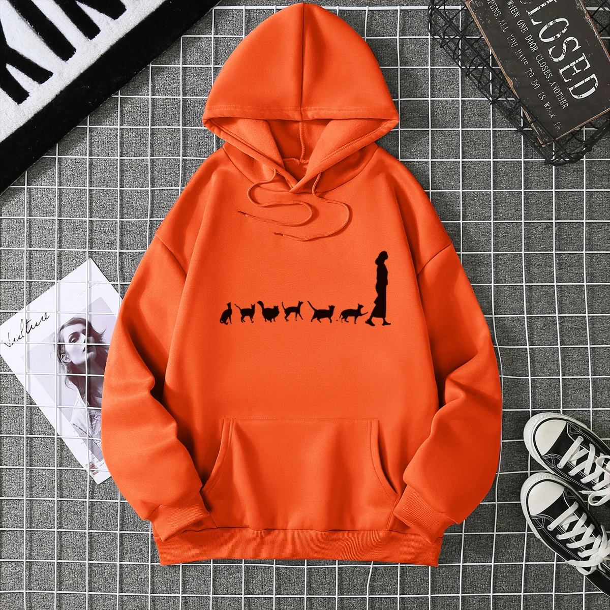 Lady Casual Sweatshirt Hoodie Fall Winter Long Sleeve Printed Sweatshirt Retro New Harajuku Streetwear Creative Patterns Tops