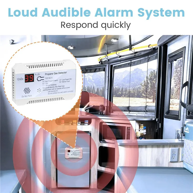

【Buy Now】3X Propane Detector 12V LPG Natural Gas Sensor Leak Alarm 85DB Siren For Car RV Home Digital Propane Tester Meter(White