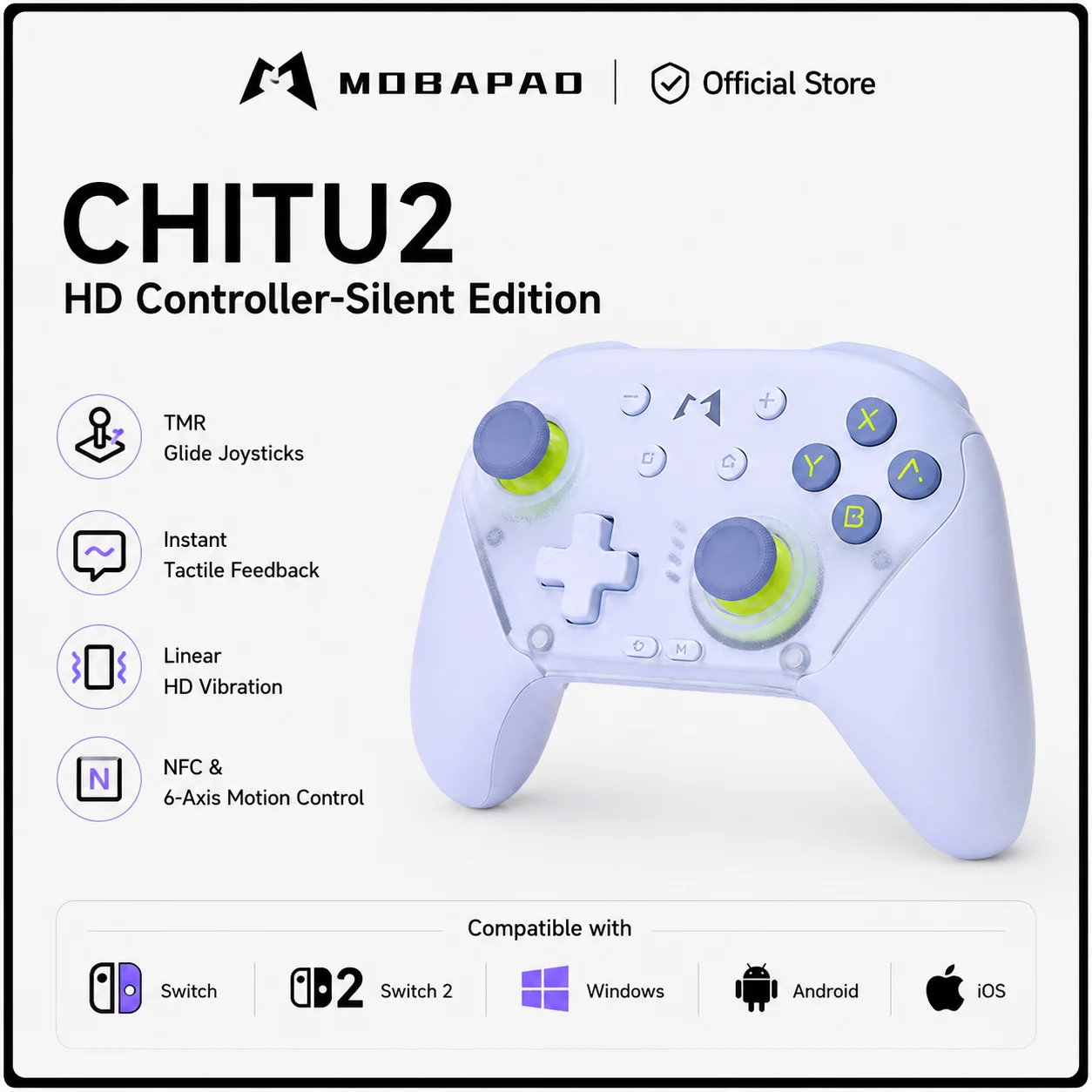 

MOBAPAD CHITU 2 Wireless Controller For Nintendo Switch/Switch 2 NS2 PC Steam Bluetooth TMR Air Joystick HD Vibration Gaming