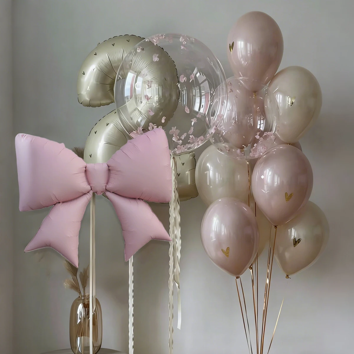 Großes Rosa Schleifen- und Rosa Liebespferd-Ballonset für Hochzeitsdekoration, Geburtstage und Rosa Themenpartys Dekorationszubehör – Detail 3