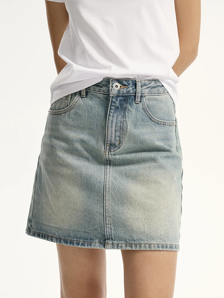 

GUS Denim Skirt Women's Comfortable A-Line Slimming Summer Cotton Retro Waed Trendy Girls ort Skirt f-length Skirt