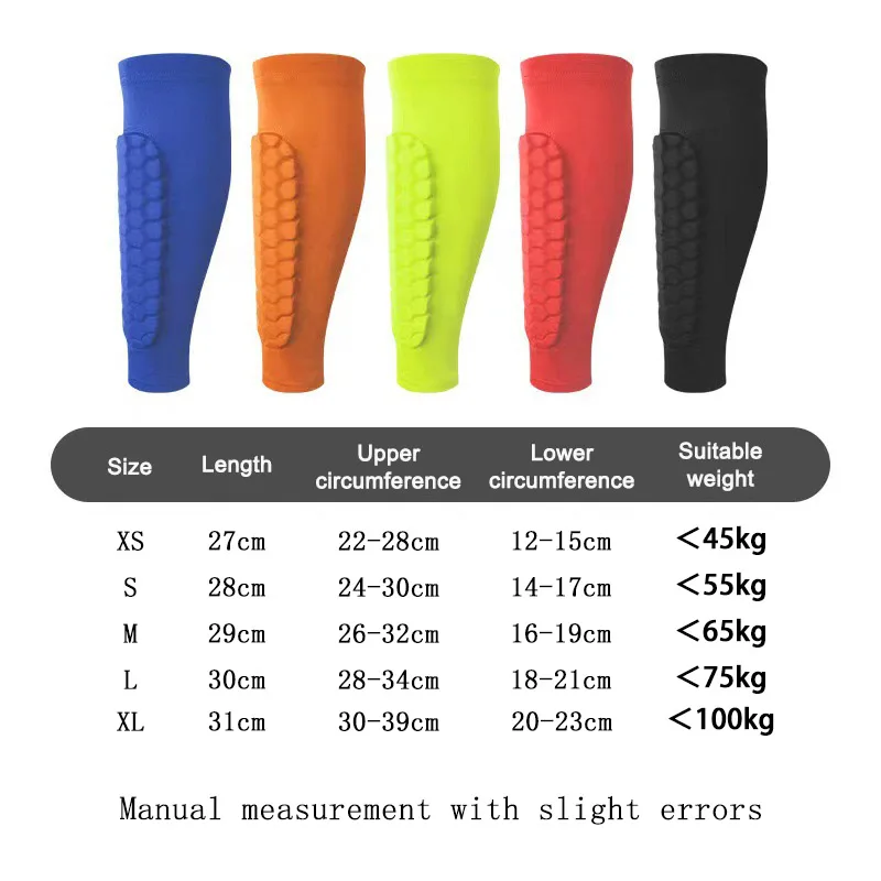 العسل كرة القدم واقي البشرة كرة القدم الدروع الجوارب الأكمام مع رغوة العجل ضغط كم منصات يغطي الرجل Shinguard واقية