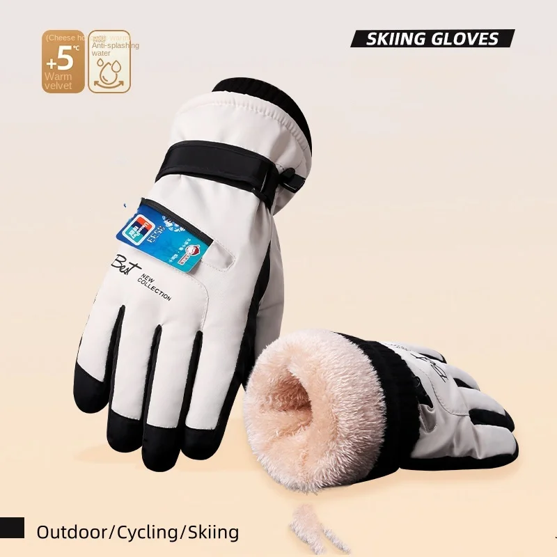 Winter Warm Fleece Touch Screen Cold-proof Thickened Skiing Gloves  Waterproof Windproof Snowboard Motorcycle Riding Snow Gloves