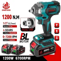 ONEVAN 1200N.M Torque Brushless Electric Impact Wrench 1/2 inch Cordless Screwdriver Power Tools for 21V 18V Battery Pins