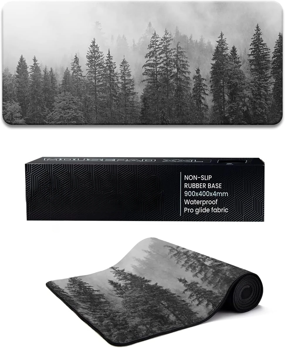 

Misty Forest Gaming Mouse Pad Gaming Mousepad with Stitched Edges Rubber Base 35.4x15.7 inch for Gaming Office Work Computer