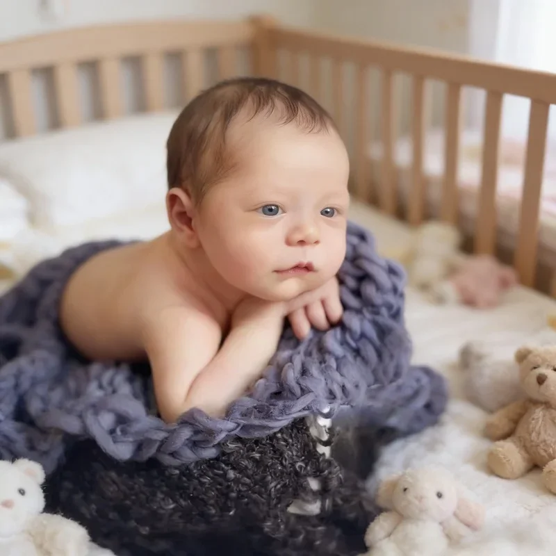 Newborn Photo Shooting Mat Soft Handmade Woven Flokati Blanket Photography Background Studio Fotografia Props Shooting Accessory