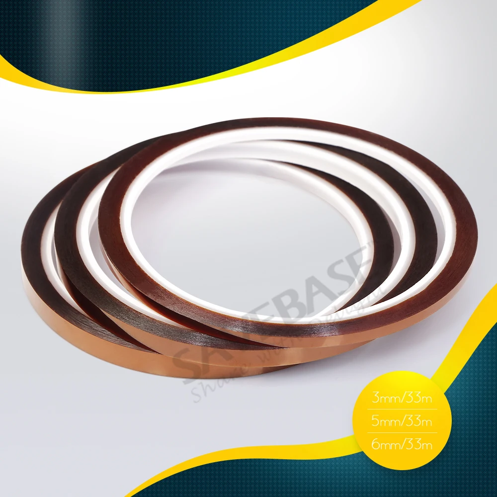 SAVEBASE High Temperature Heat Resistant Kapton Polyimide Tape 3 Rolls 3MM/5MM/6MM 100ft