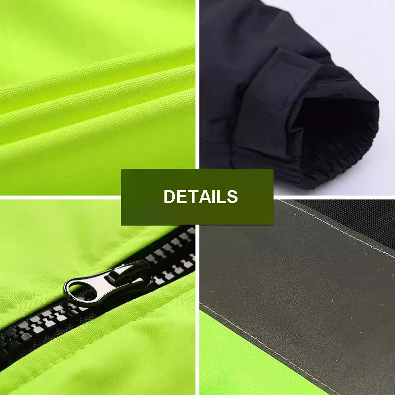 Hi Vis Construction Bomber Jackets Waterproof with Pockets and Zipper Hi Vis Reflective Winter Bomber Safety Rain Coat