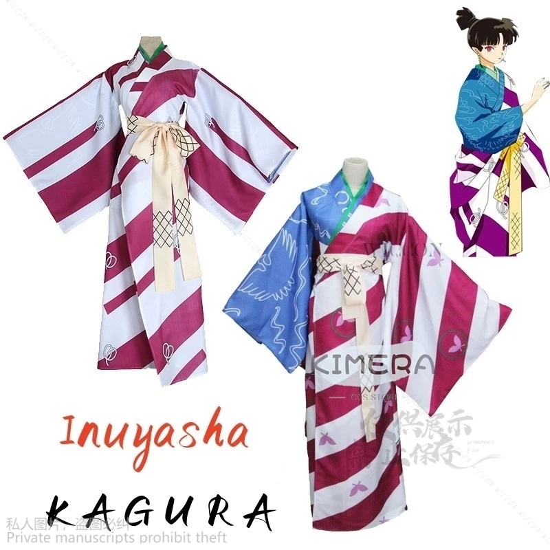 

Anime Inu KAGURA Cosplay Costume Japanese Printing Kimono Skirt Bathrobe Adult Man Woman Kawaii Halloween Carnival Suit Lolita